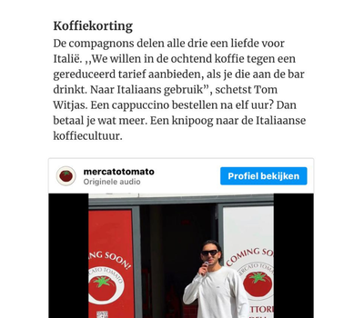 Noordhollands Dagblad over Mercato Tomato